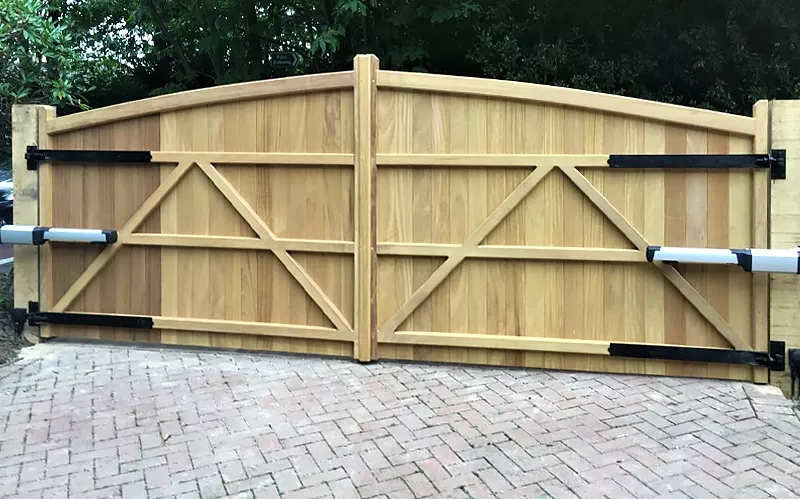 Swing gates with back motors by Gatehouse Security, Haywards Heath, West Sussex