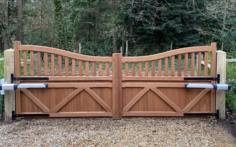 Swing gates with back motors by Gatehouse Security, Haywards Heath, West Sussex